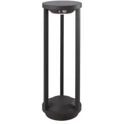 Lucande LED-Solarwegeleuchte Nilea, Ø 16 cm, schwarz, Sensor