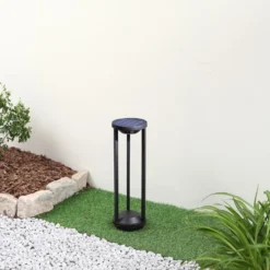 Lucande LED-Solarwegeleuchte Nilea, Ø 16 cm, schwarz, Sensor