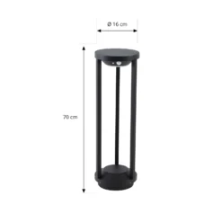 Lucande LED-Solarwegeleuchte Nilea, Ø 16 cm, schwarz, Sensor