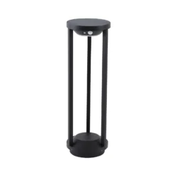 Lucande LED-Solarwegeleuchte Nilea, Ø 16 cm, schwarz, Sensor