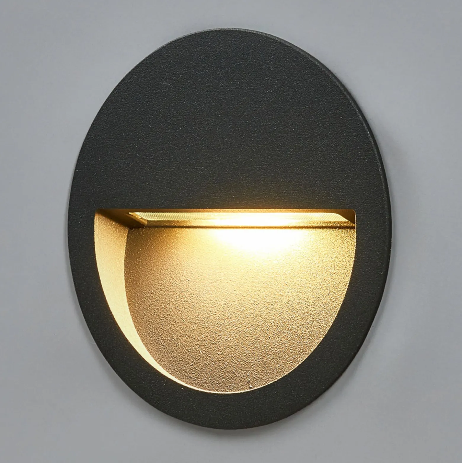 Lucande LED-Wandeinbauleuchte Loya, Ø 11,5 cm, grau, IP54