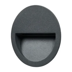 Lucande LED-Wandeinbauleuchte Loya, Ø 11,5 cm, grau, IP54