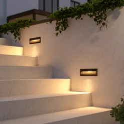 Lucande LED-Wandeinbauleuchte Loya, 23 x 8 cm, grau, IP54