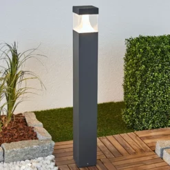 Lucande LED-Wegeleuchte Egon, Höhe 90 cm, grafitgrau, IP54