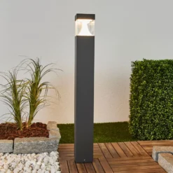 Lucande LED-Wegeleuchte Egon, Höhe 90 cm, grafitgrau, IP54