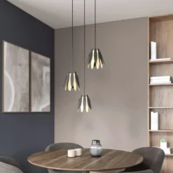Lucande Lounit Hängelampe, schwarz-gold, 3-flammig