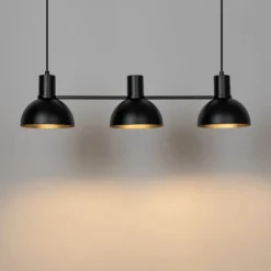 Lucande Mostrid Hängelampe, schwarz, dreiflammig