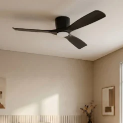 Lucande Smart LED-Deckenventilator Moneno, schwarz, DC, Tuya
