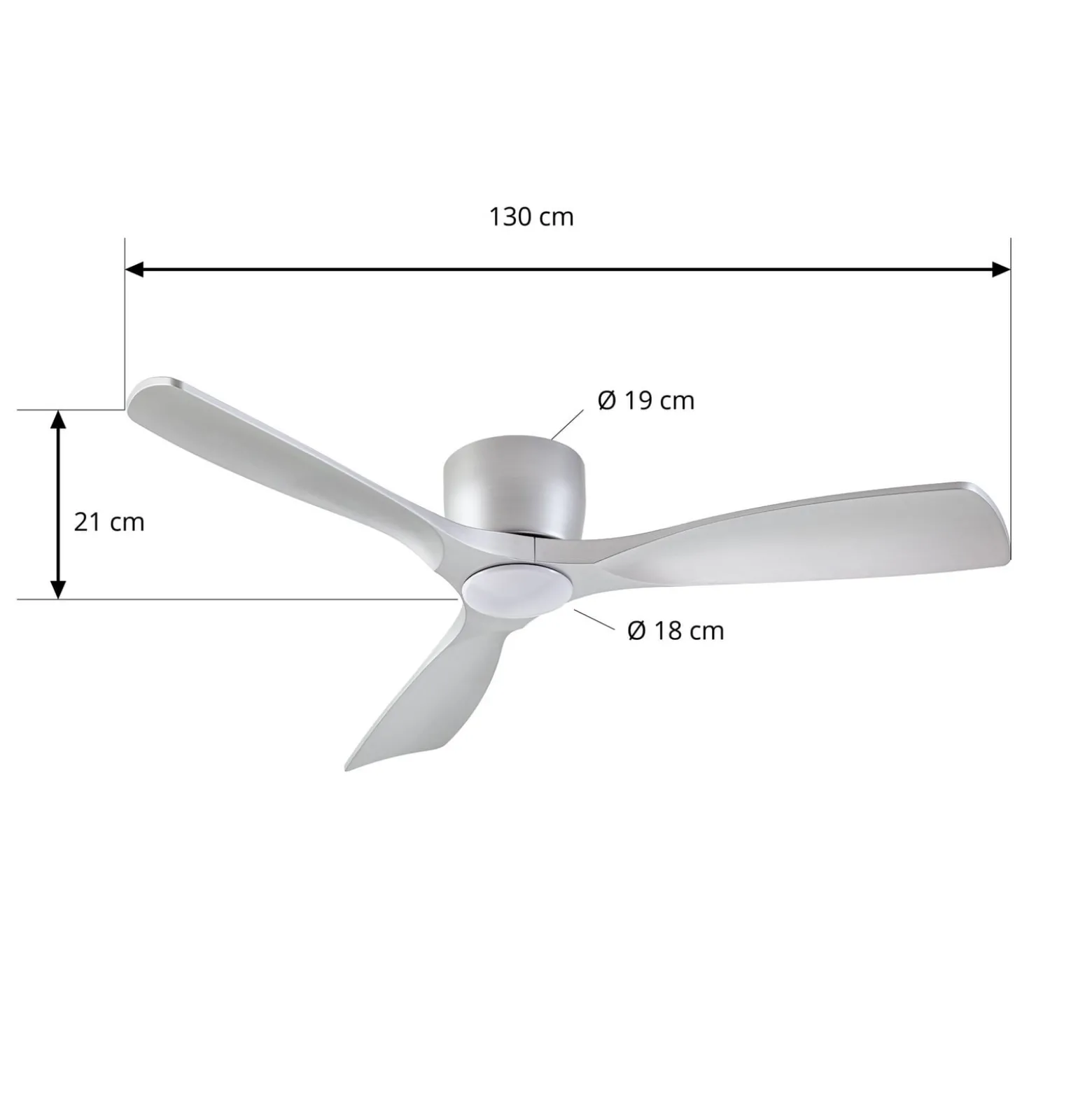 Lucande Smart LED-Deckenventilator Moneno, silber, DC, Tuya