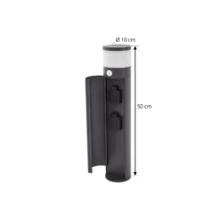 Lucande Sockellampe Corban, grau, Sensor, Steckdosen, IP44