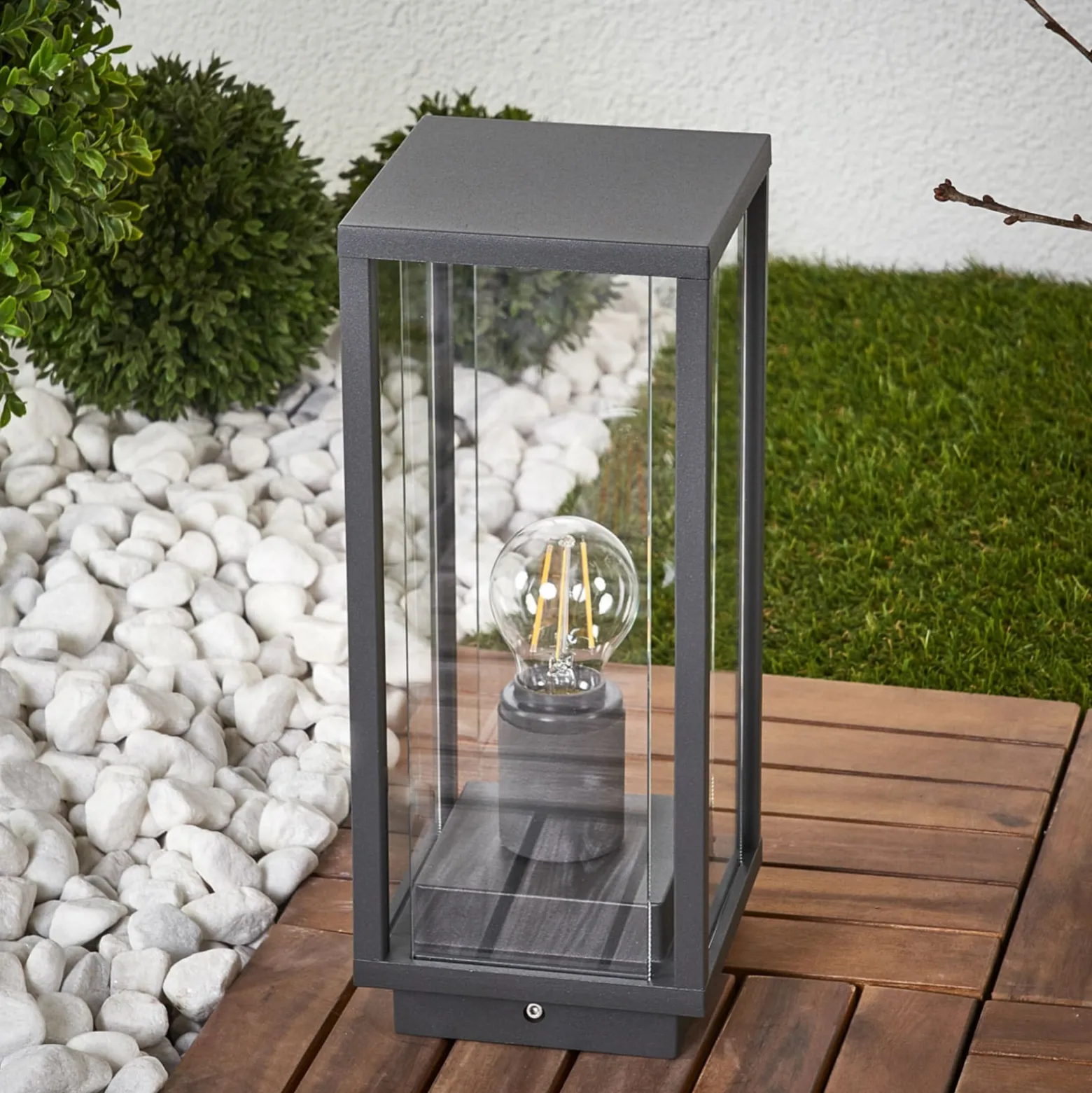 Lucande Sockelleuchte Annalea, 35 cm, anthrazit, IP54