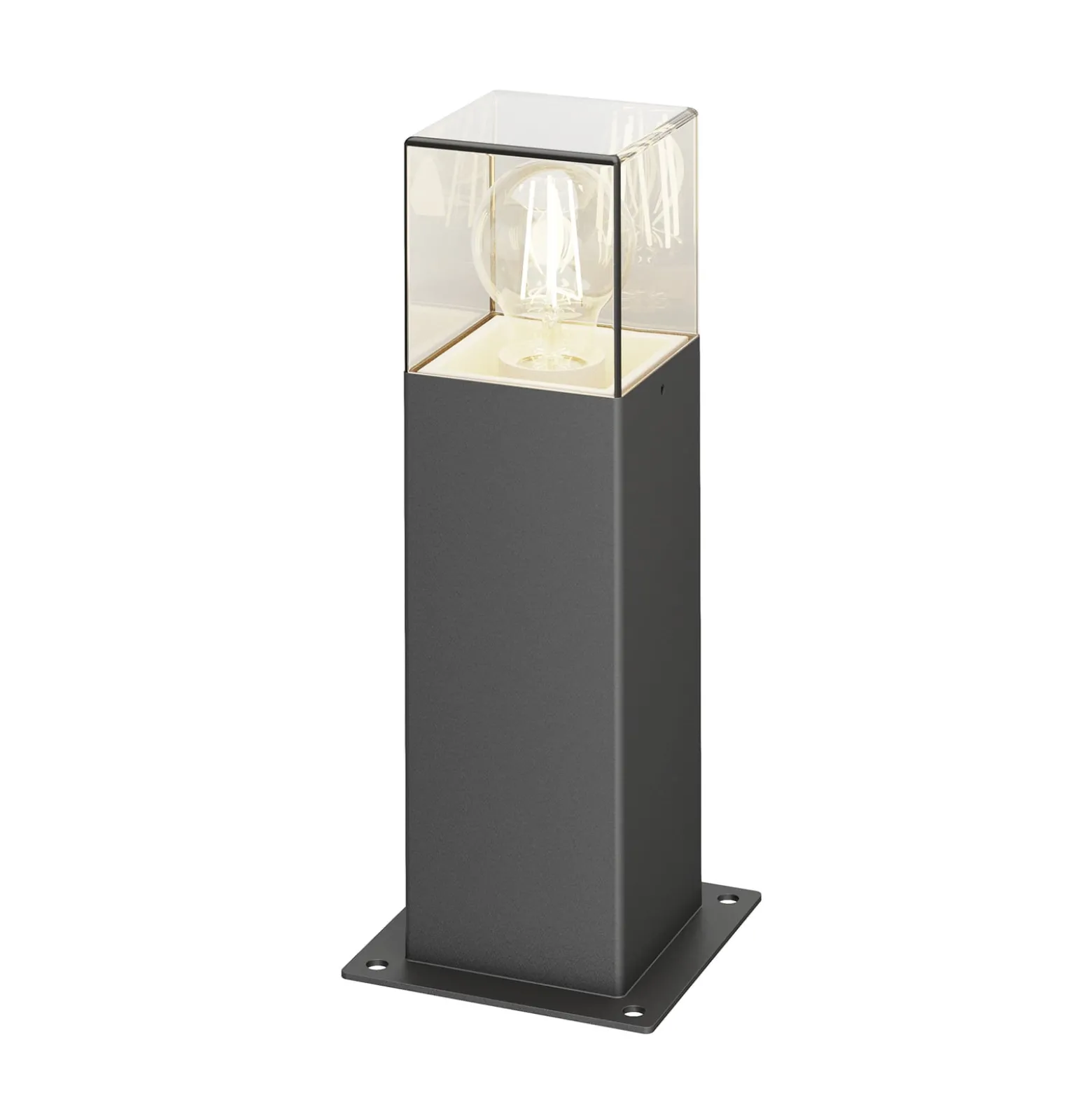 Lucande Sockelleuchte Keke, Höhe 30 cm, anthrazit, Aluminium