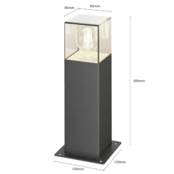 Lucande Sockelleuchte Keke, Höhe 30 cm, anthrazit, Aluminium