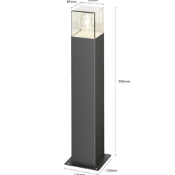 Lucande Sockelleuchte Keke, Höhe 50 cm, anthrazit, Aluminium