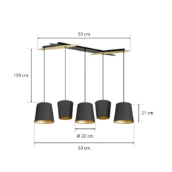 Lucande Thamila Hängeleuchte, schwarz, gold, Eisen