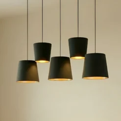 Lucande Thamila Hängeleuchte, schwarz, gold, Eisen