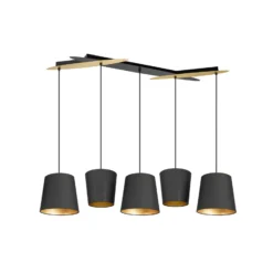 Lucande Thamila Hängeleuchte, schwarz, gold, Eisen
