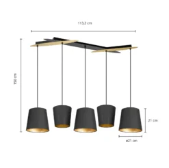 Lucande Thamila Hängeleuchte, schwarz, gold, Eisen