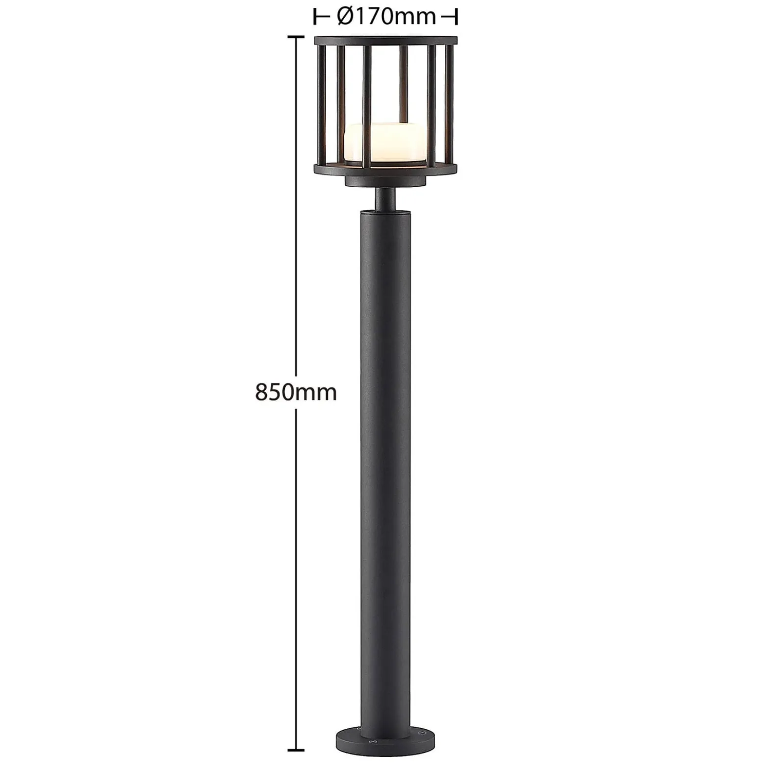 Lucande Wegelampe Berenike, 85 cm, dunkelgrau, Metall, GX53