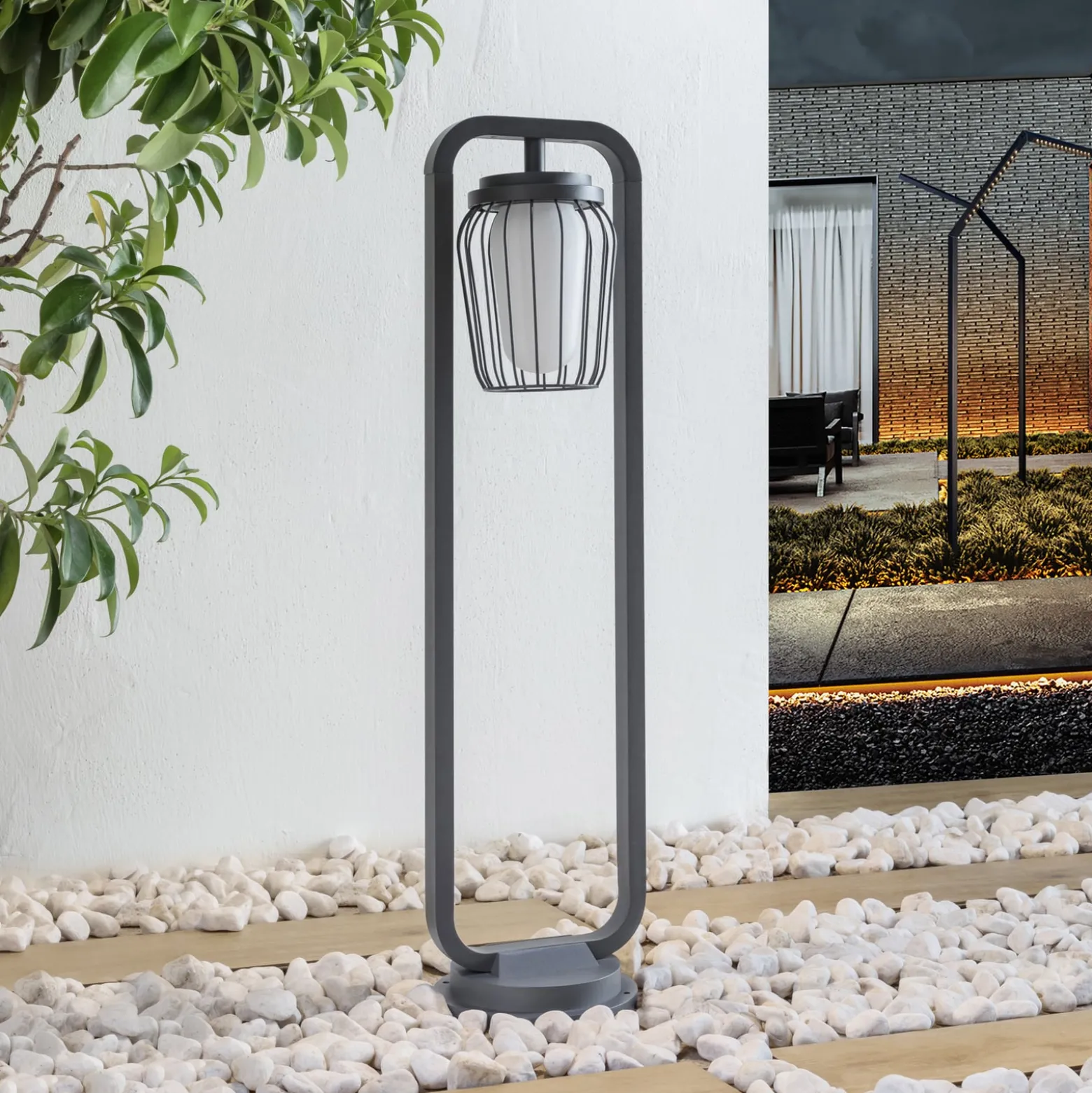 Lucande Wegeleuchte Chandan, 90 cm, anthrazit, Aluminium