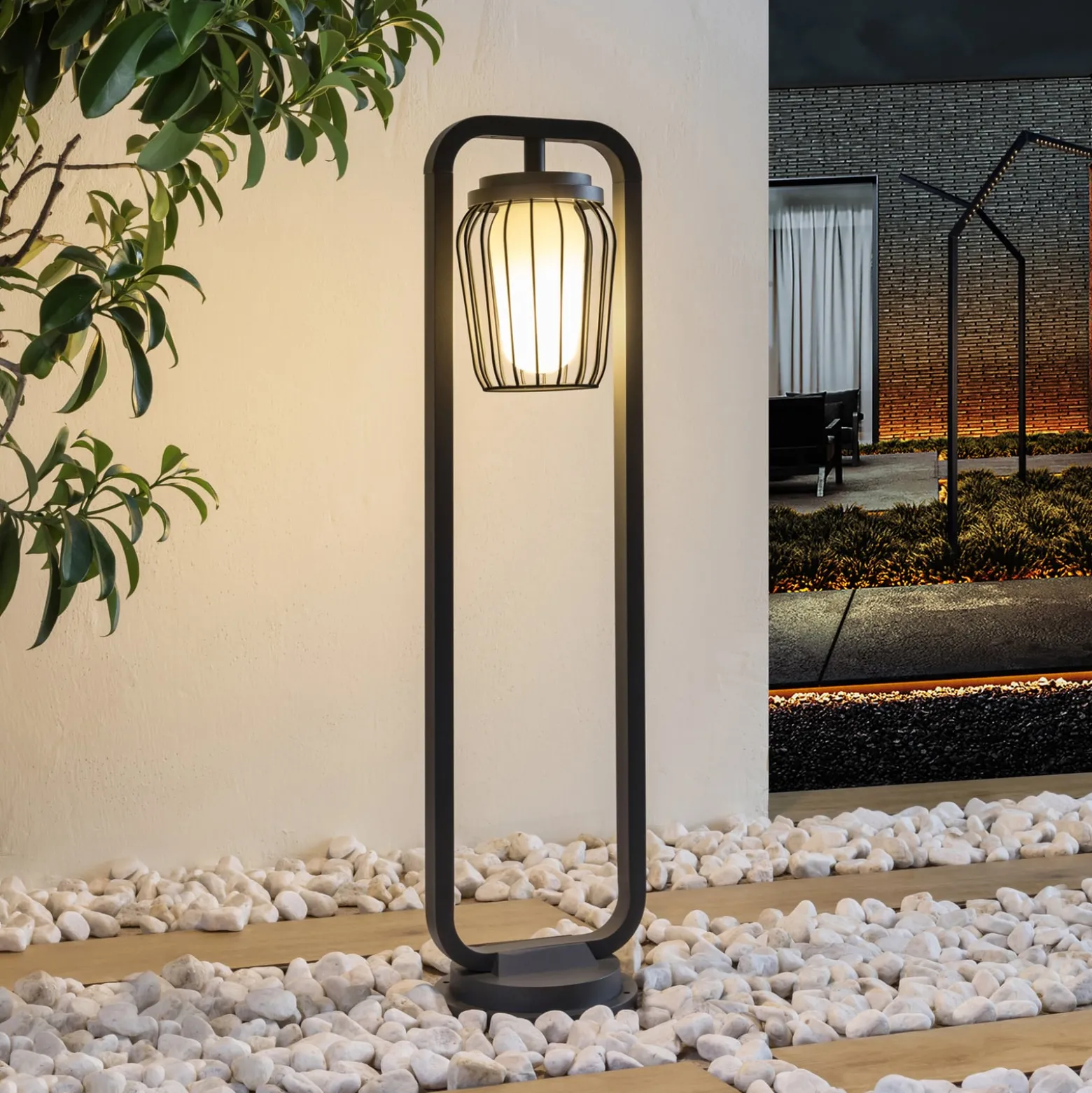 Lucande Wegeleuchte Chandan, 90 cm, anthrazit, Aluminium