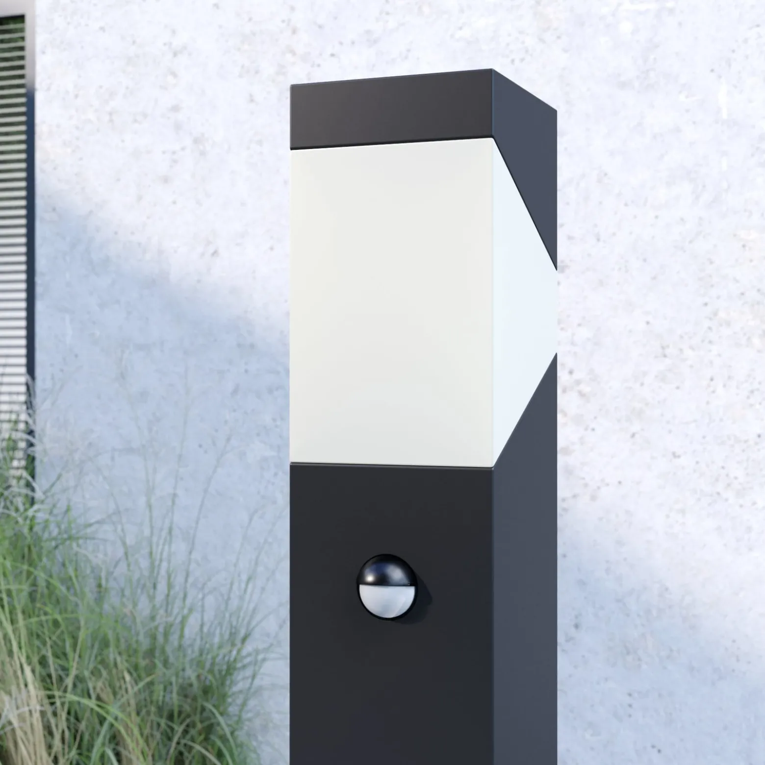 Lucande Wegeleuchte Kiran, 100 cm, Sensor, grau, IP44, E27