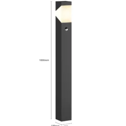 Lucande Wegeleuchte Kiran, 100 cm, Sensor, grau, IP44, E27