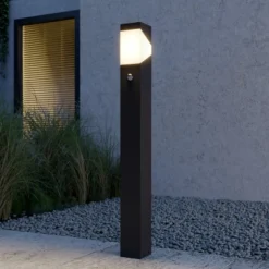 Lucande Wegeleuchte Kiran, 100 cm, Sensor, grau, IP44, E27