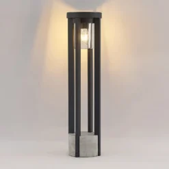Lucande Wegeleuchte Overa, grau, Metall, 68 cm, IP44, E27