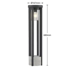 Lucande Wegeleuchte Overa, grau, Metall, 68 cm, IP44, E27