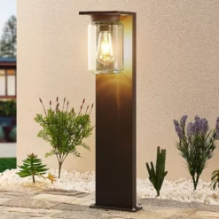 Lucande Wegeleuchte Semka, 65 cm, anthrazit, Glas, Aluminium