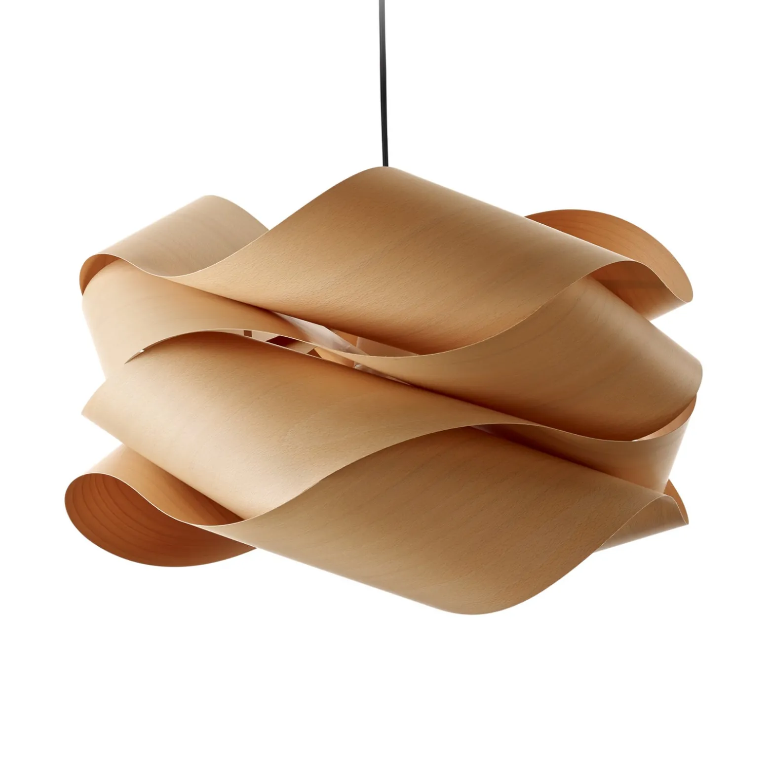 LZF Hängelampe, buche-/nickelfarben, Ø 69 cm, Holz