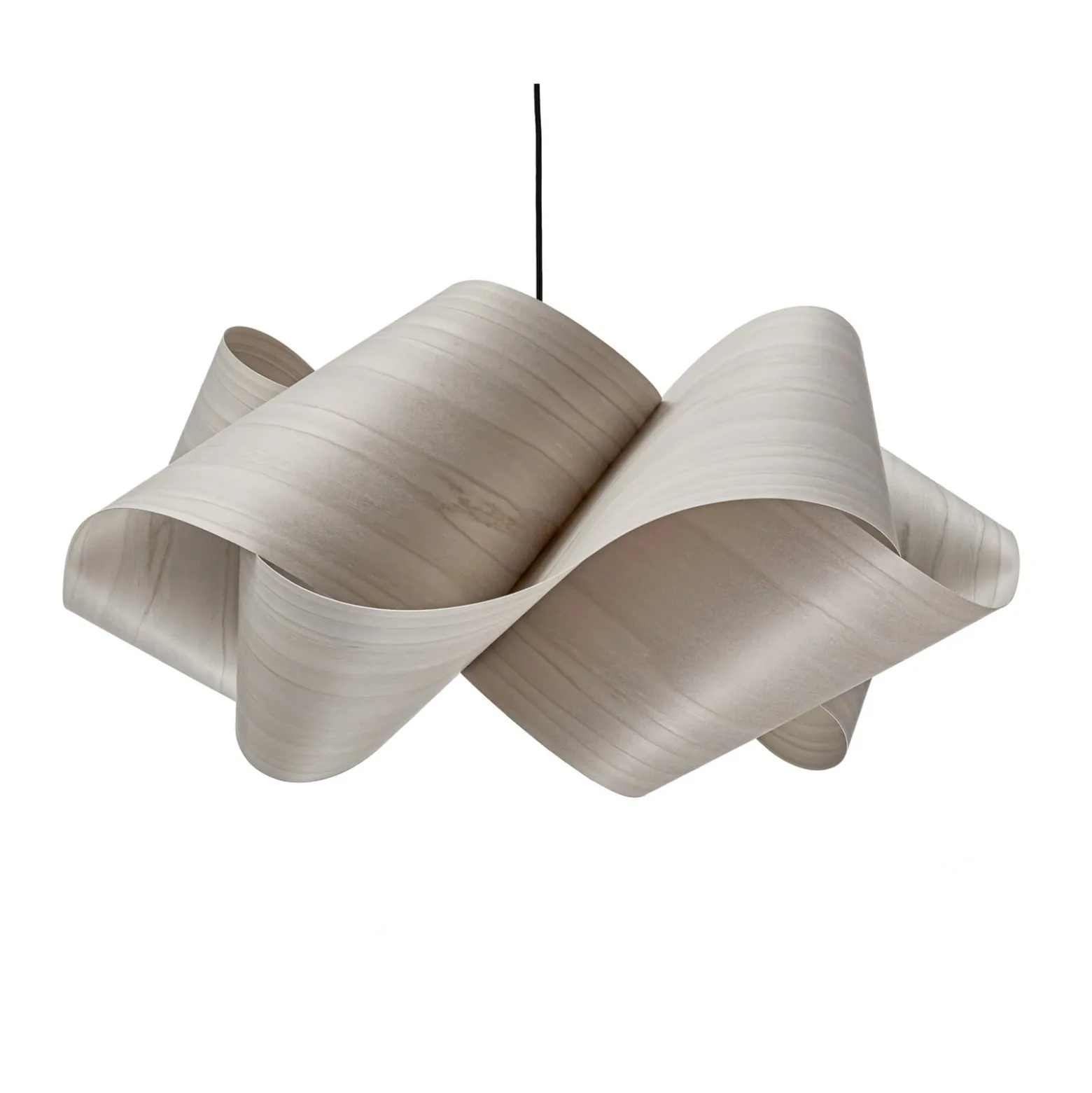 LZF Hängelampe Swirl, grau/nickelfarben, Ø 54 cm, Holz