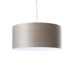 LZF LED-Hängelampe Gea, grau, Ø 42 cm, Holz