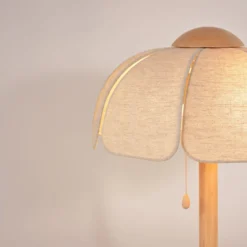 MARKET SET Tischlampe Coquillage, Leinen natur/Holz, E27