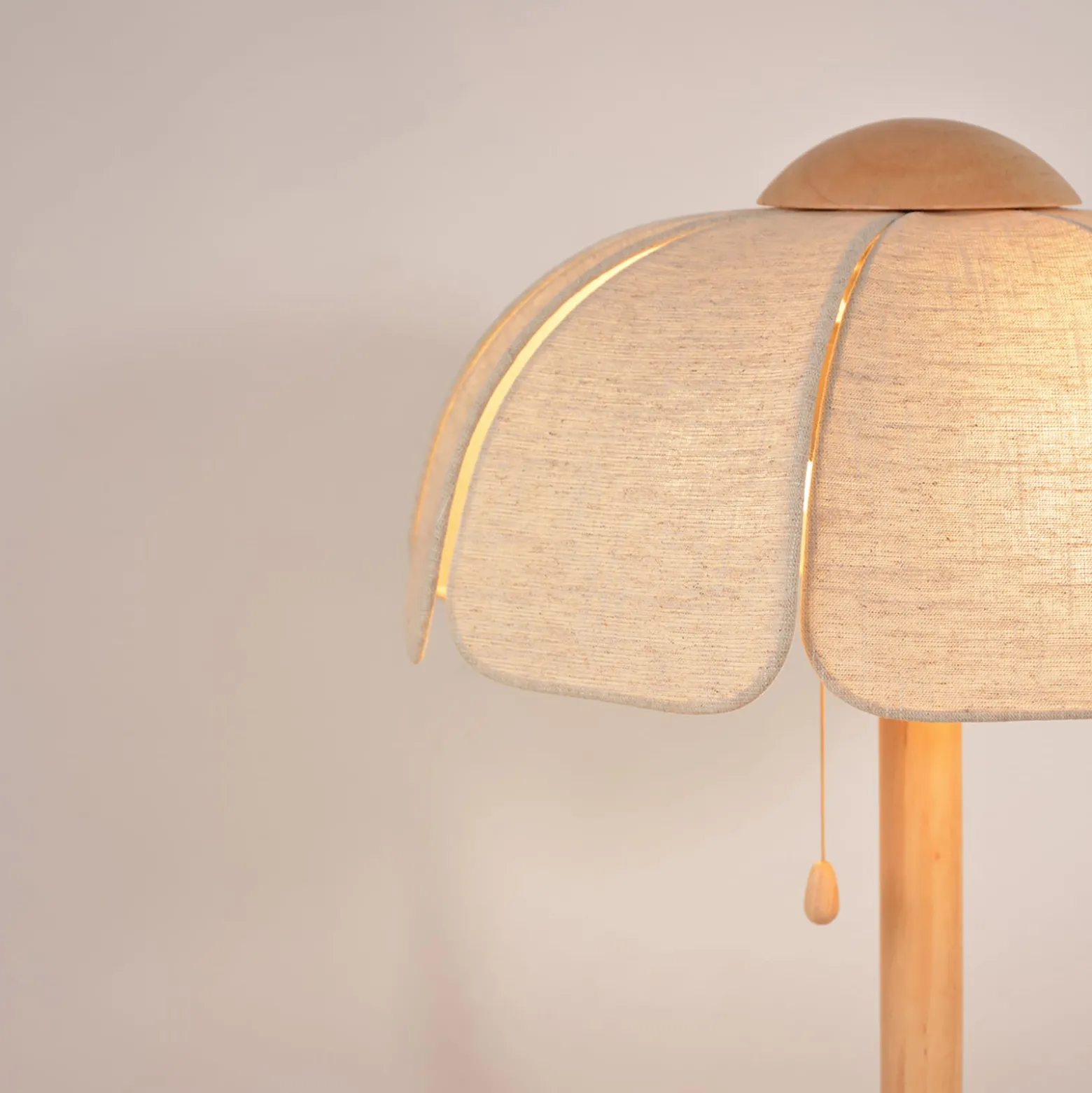 MARKET SET Tischlampe Coquillage, Leinen natur/Holz, E27