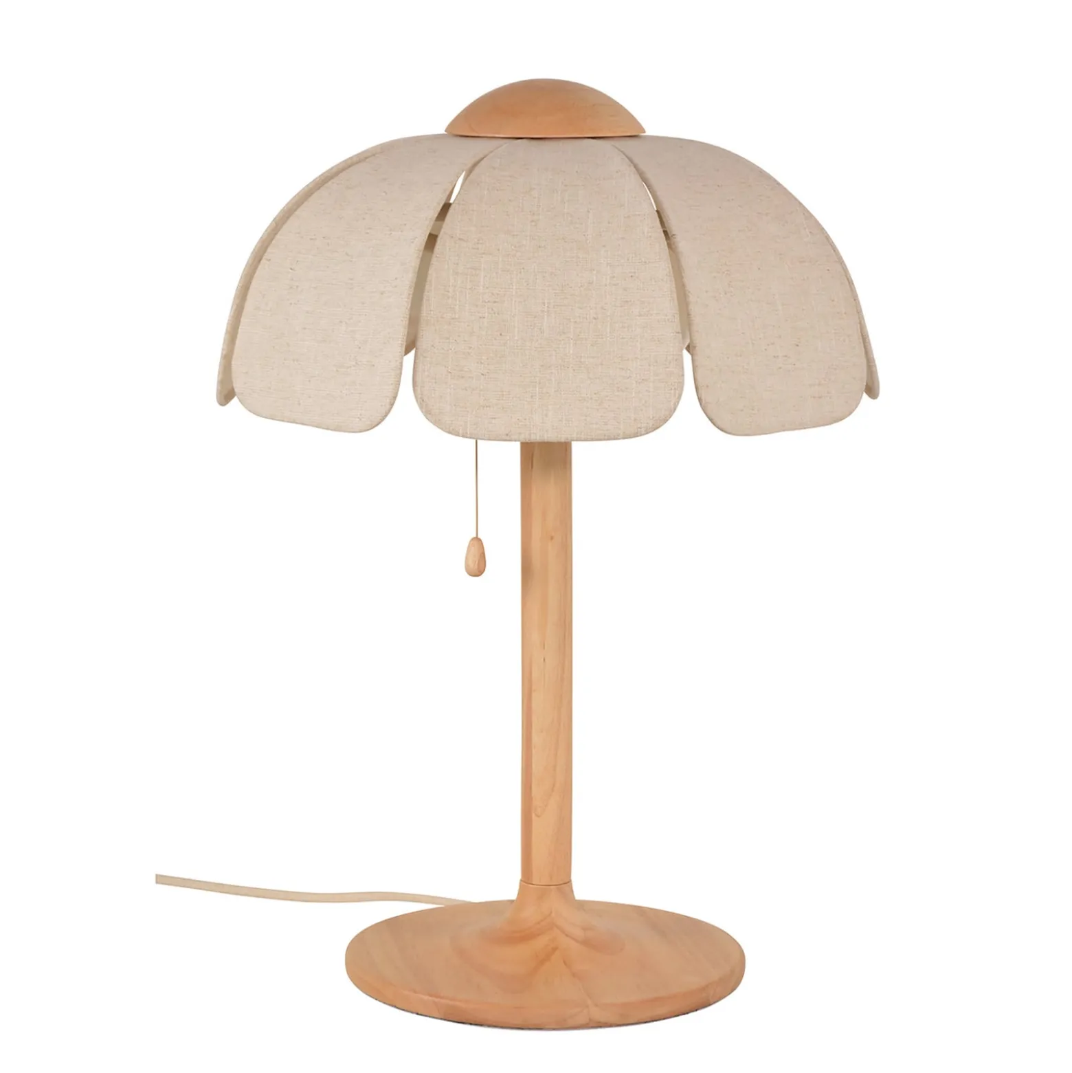 MARKET SET Tischlampe Coquillage, Leinen natur/Holz, E27