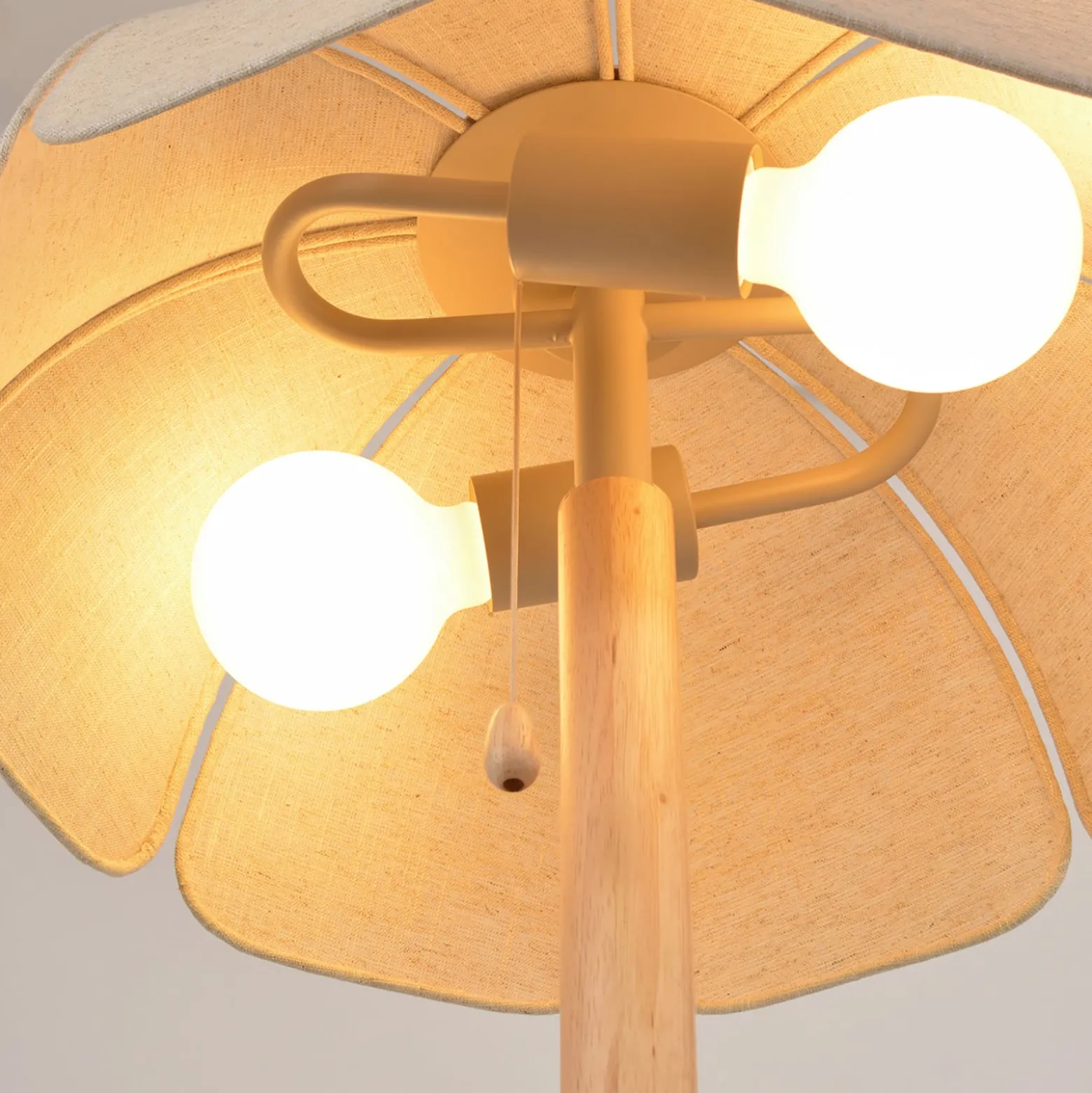 MARKET SET Tischlampe Coquillage, Leinen natur/Holz, E27