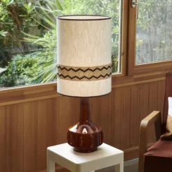 MARKET SET Tischlampe Jimmy, braun/beigefarben, 83 cm, Borte