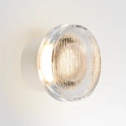 MARSET LED-Außenwandlampe Roc, Ø 14 cm, weiß/transluzent