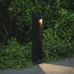 MARSET LED-Sockellampe Domus, Höhe 55 cm, schwarz, Aluminium