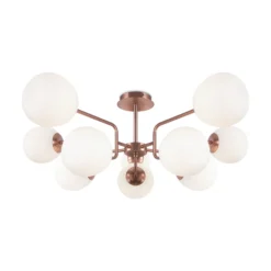 Maytoni Deckenlampe Erich, messing rosé, Glas/Metall 10-flg.