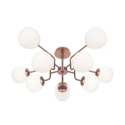 Maytoni Deckenlampe Erich, messing rosé, Glas/Metall 10-flg.