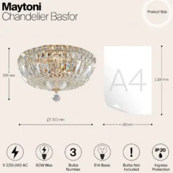 Maytoni Deckenleuchte Basfor, goldfarben, Ø 30 cm, 3 x E14