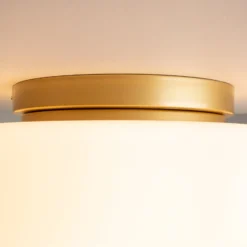 Maytoni Deckenleuchte Glassy, weiß / gold, Ø 31,5 cm, Glas