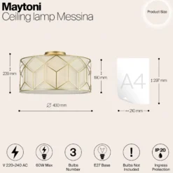 Maytoni Deckenleuchte Messina, Ø 43 cm, beige, Leinen