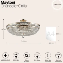 Maytoni Deckenleuchte Ottilia, Ø 65 cm, goldfarben, Kristall