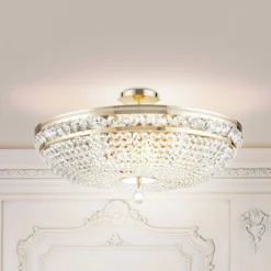 Maytoni Deckenleuchte Ottilia, Ø 65 cm, goldfarben, Kristall