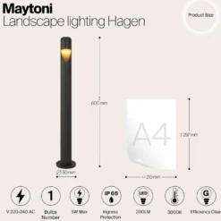 Maytoni Hagen LED-Wegeleuchte, 3000K, graphit