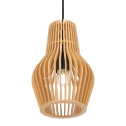 Maytoni Hängelampe Roots, Ø 20 cm, Höhe 31 cm, Holz/schwarz